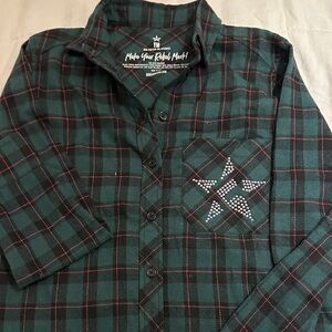 Kids' Green Plaid Button Down Shirt